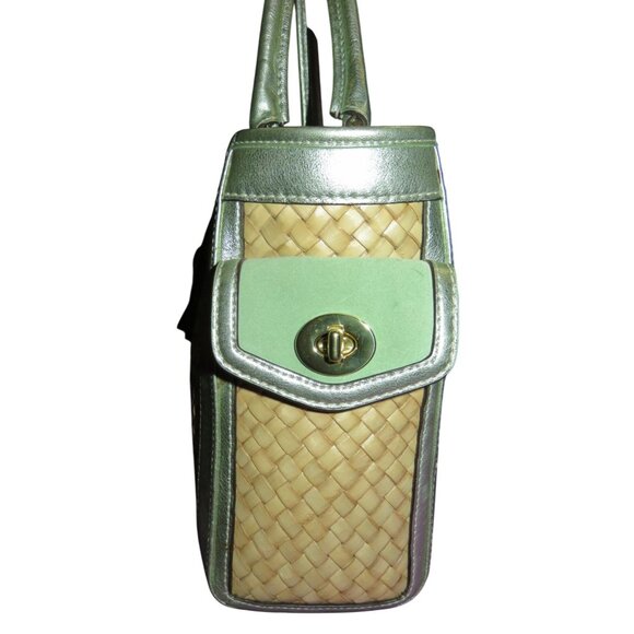 Coach 2005 Limited Edition Raffia & Green Suede Leather Top Handle Tote Satchel - Picture 6 of 16